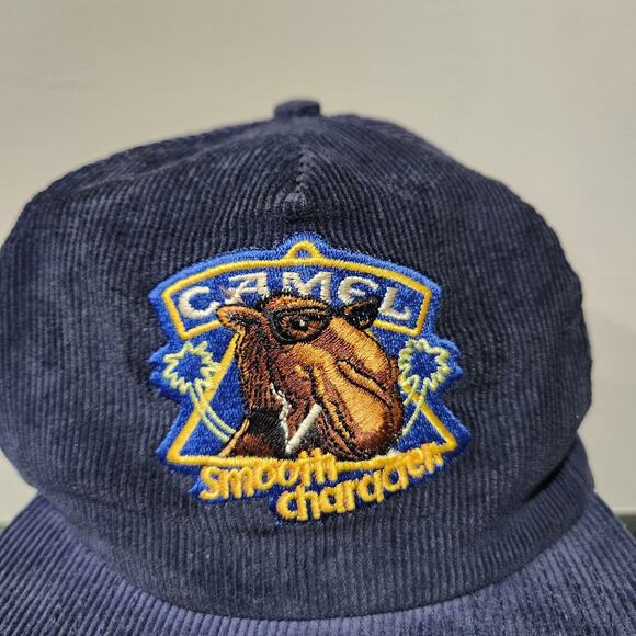 VTG 90s Joe Camel Navy Corduroy Cigarettes Promo Snapback Hat Cap OSFA 1990s - Picture 4 of 14